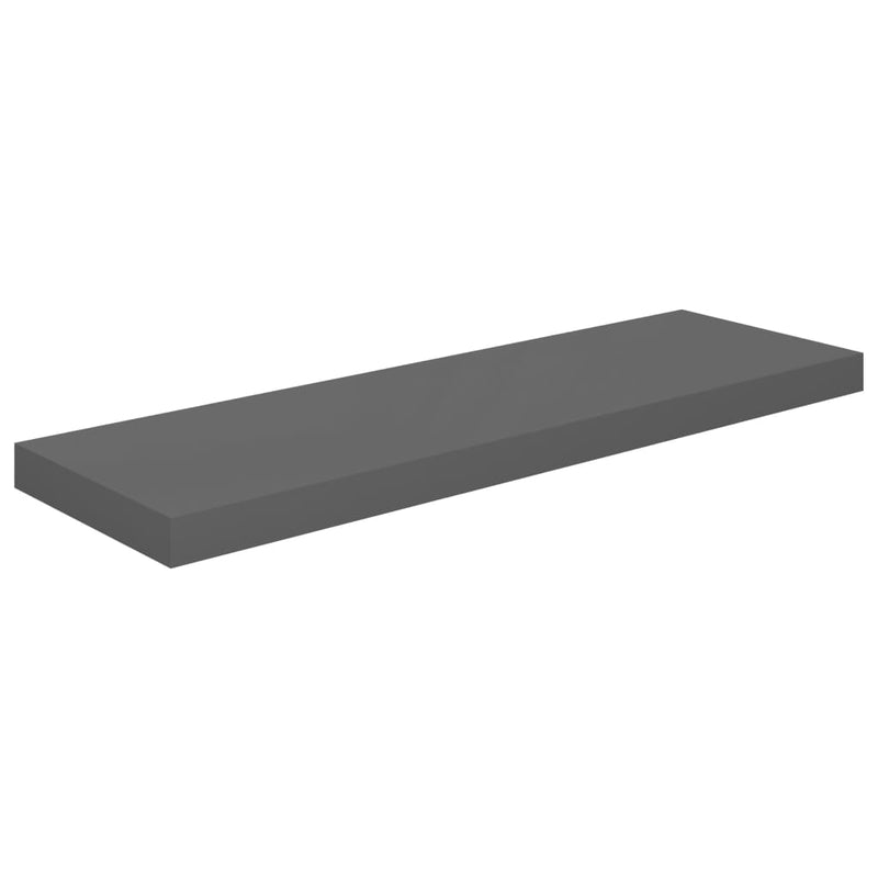 Floating Wall Shelves 2 pcs High Gloss Grey 80x23.5x3.8 cm MDF Payday Deals