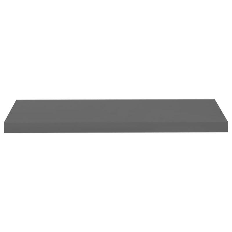 Floating Wall Shelves 2 pcs High Gloss Grey 80x23.5x3.8 cm MDF Payday Deals