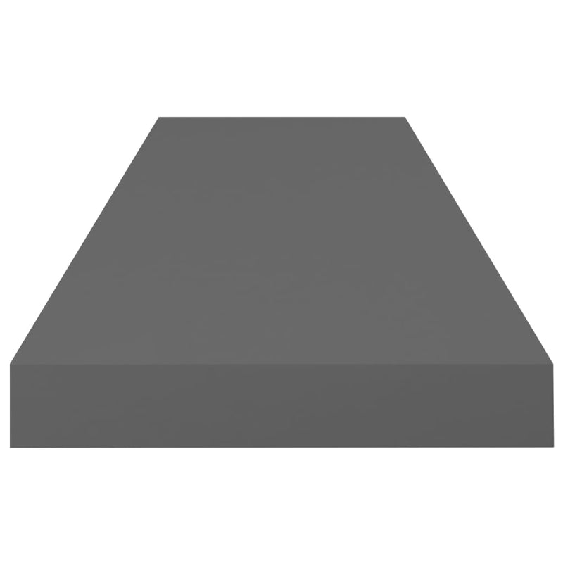 Floating Wall Shelves 2 pcs High Gloss Grey 80x23.5x3.8 cm MDF Payday Deals