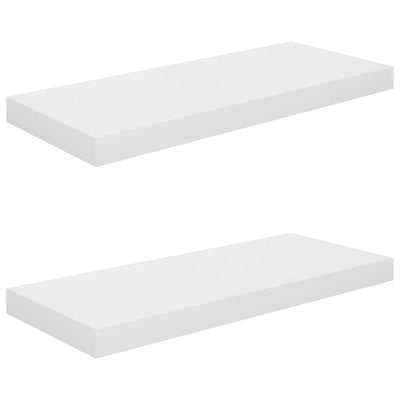 Floating Wall Shelves 2 pcs High Gloss White 60x23.5x3.8 cm MDF Payday Deals