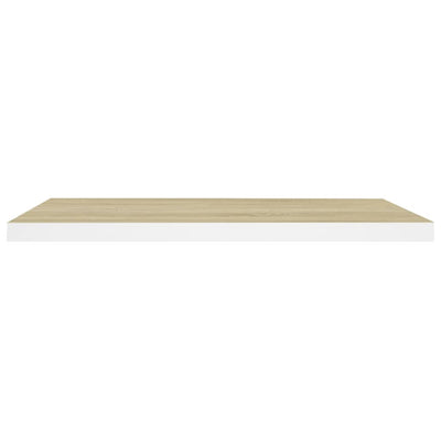 Floating Wall Shelves 2 pcs Oak and White 80x23.5x3.8 cm MDF Payday Deals