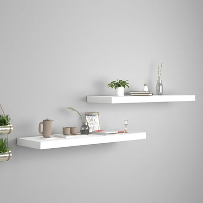 Floating Wall Shelves 2 pcs White 80x23.5x3.8 cm MDF