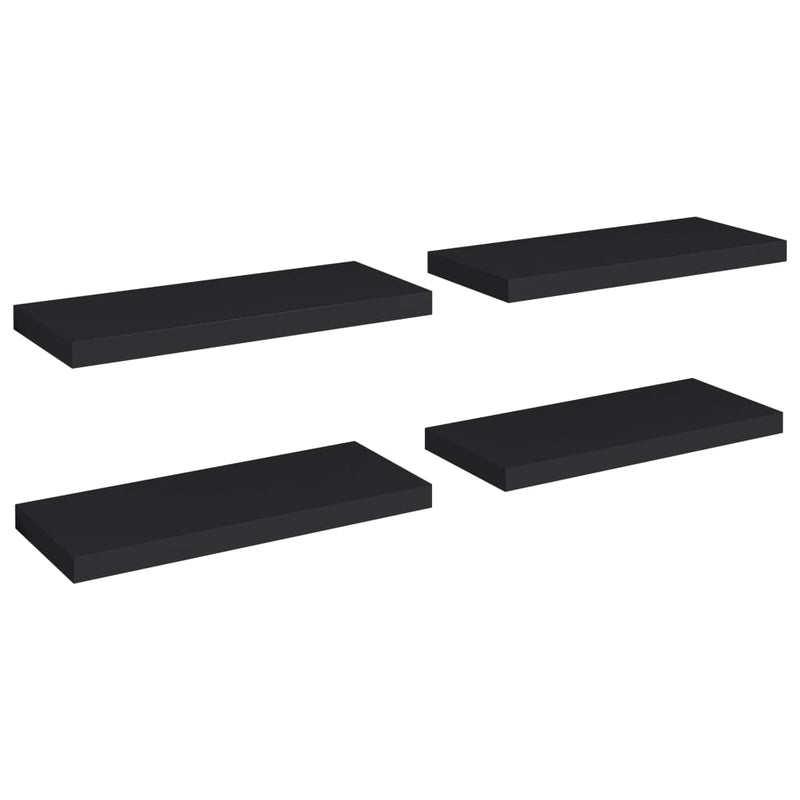 Floating Wall Shelves 4 pcs Black 60x23.5x3.8 cm MDF Payday Deals