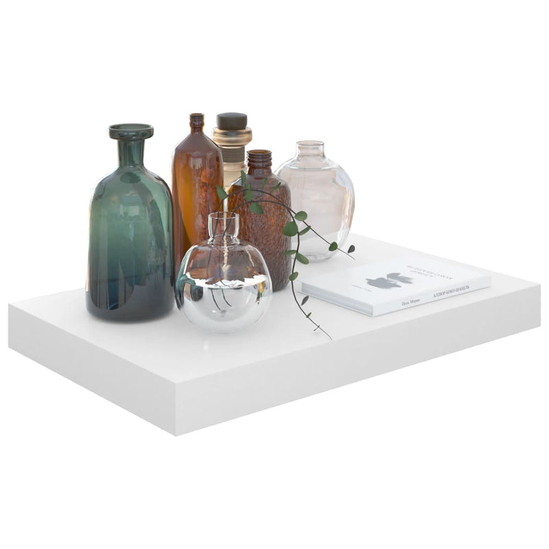 Floating Wall Shelves 4 pcs High Gloss White 40x23x3.8 cm MDF Payday Deals