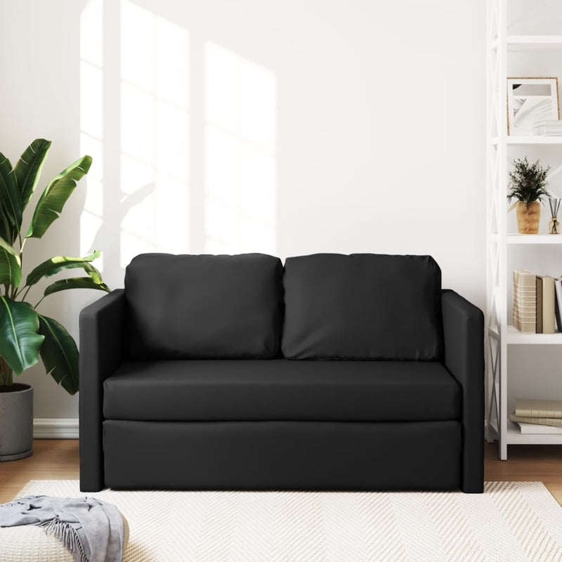 Floor Sofa Bed 2-in-1 Black 112x174x55 cm Faux Leather Payday Deals