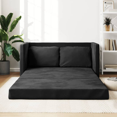 Floor Sofa Bed 2-in-1 Black 122x204x55 cm Velvet