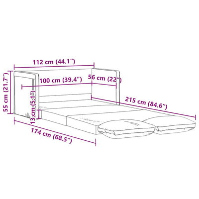 Floor Sofa Bed 2-in-1 Dark Grey 112x174x55 cm Fabric Payday Deals