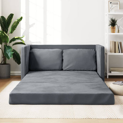 Floor Sofa Bed 2-in-1 Dark Grey 122x204x55 cm Velvet