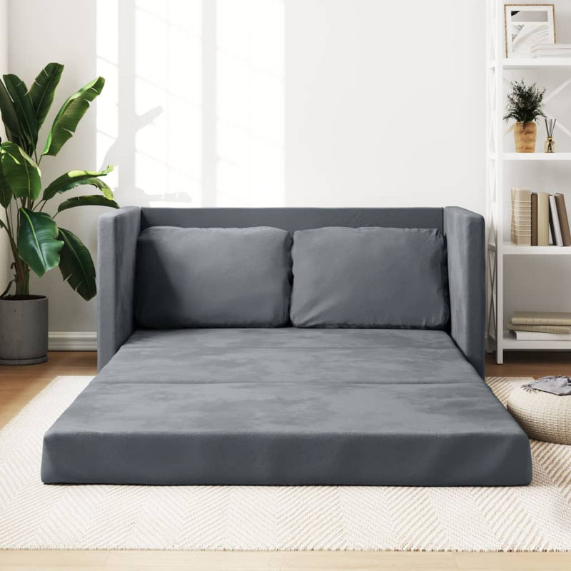 Floor Sofa Bed 2-in-1 Dark Grey 122x204x55 cm Velvet Payday Deals