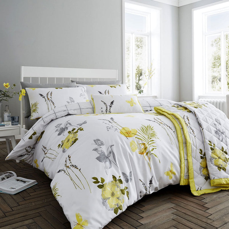 Flora Yellow Quilt Cover Set Super King Payday Deals