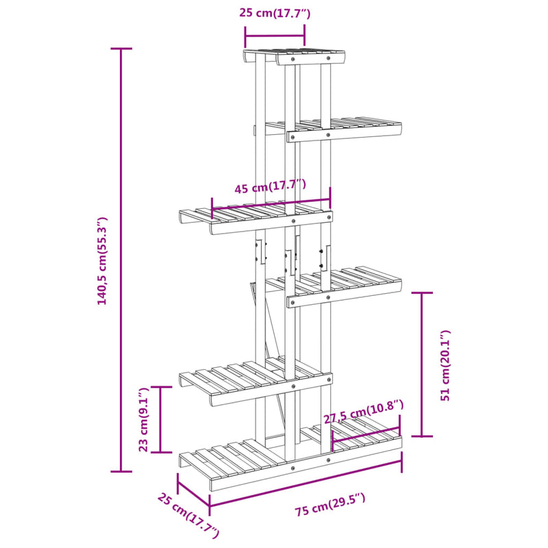 Flower Stand 75x25x140.5 cm Solid Wood Fir Payday Deals