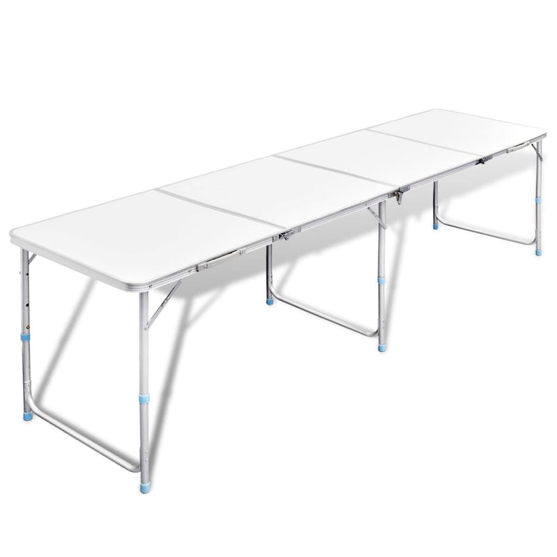 Foldable Camping Table Height Adjustable Aluminium 240 x 60 cm Payday Deals
