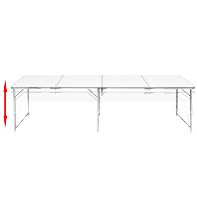 Foldable Camping Table Height Adjustable Aluminium 240 x 60 cm Payday Deals