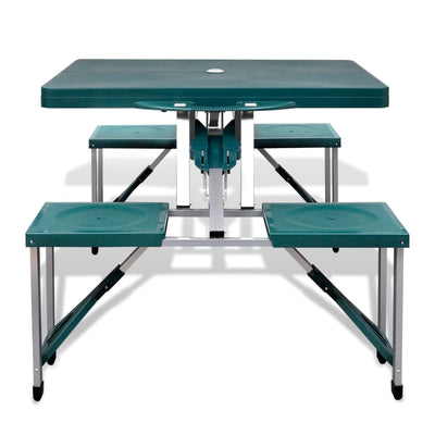 Foldable Camping Table Set with 4 Stools Aluminium Extra Light Green Payday Deals