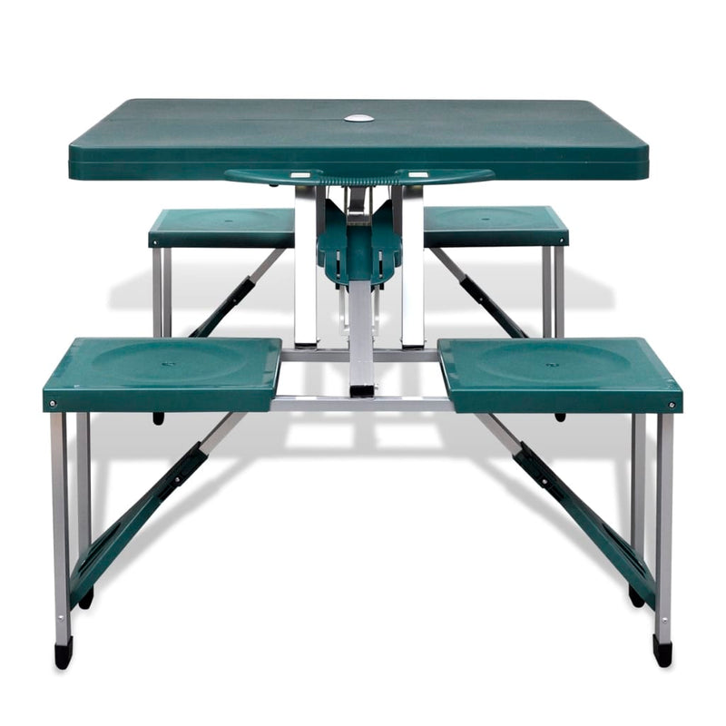 Foldable Camping Table Set with 4 Stools Aluminium Extra Light Green Payday Deals