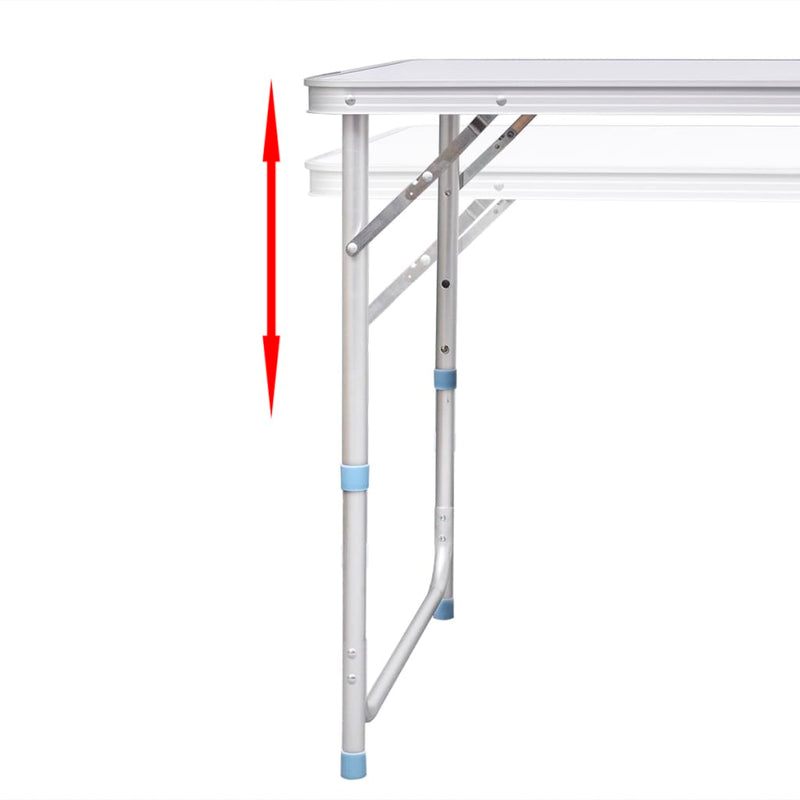 Foldable Camping Table Set with 6 Stools Height Adjustable 180 x 60 cm Payday Deals