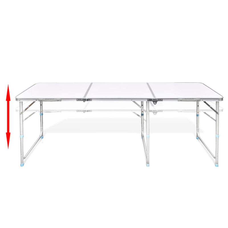 Foldable Camping Table Set with 6 Stools Height Adjustable 180 x 60 cm Payday Deals
