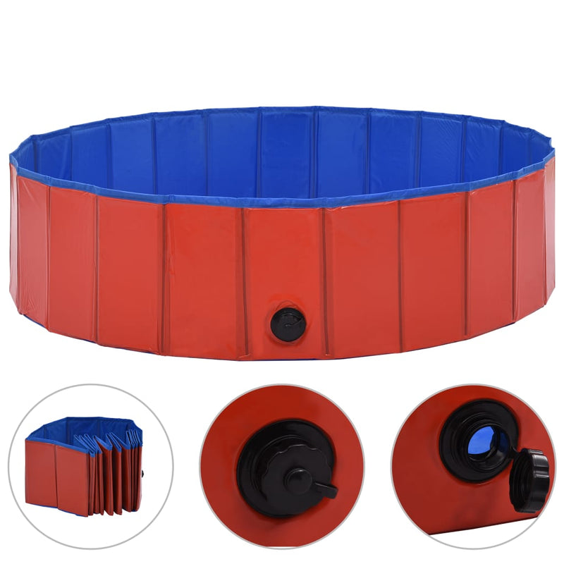 Foldable Dog Swimming Pool Red 120x30 cm PVC Payday Deals