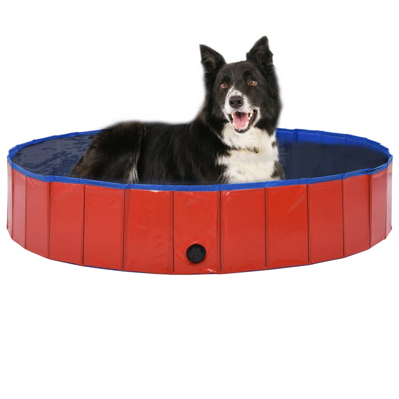 Foldable Dog Swimming Pool Red 160x30 cm PVC Payday Deals