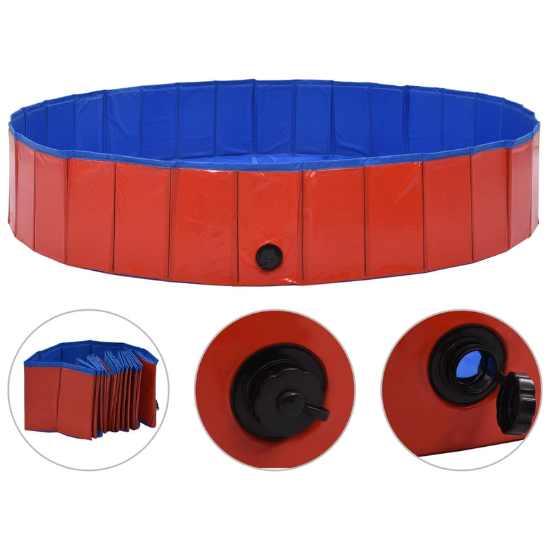 Foldable Dog Swimming Pool Red 160x30 cm PVC Payday Deals