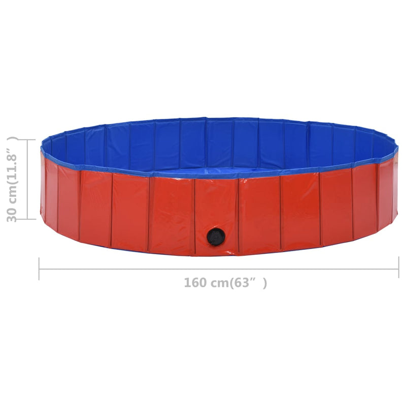 Foldable Dog Swimming Pool Red 160x30 cm PVC Payday Deals