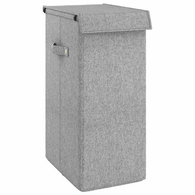 Foldable Laundry Hamper Grey 26x34.5x59.5 cm Faux Linen Fabric Payday Deals