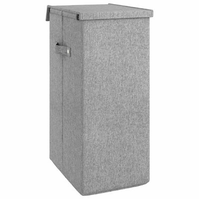 Foldable Laundry Hamper Grey 26x34.5x59.5 cm Faux Linen Fabric Payday Deals