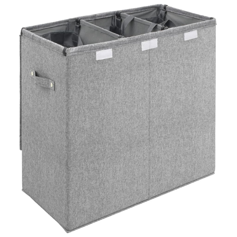 Foldable Laundry Hamper Grey 64.5x34.5x59 cm Faux Linen Fabric Payday Deals