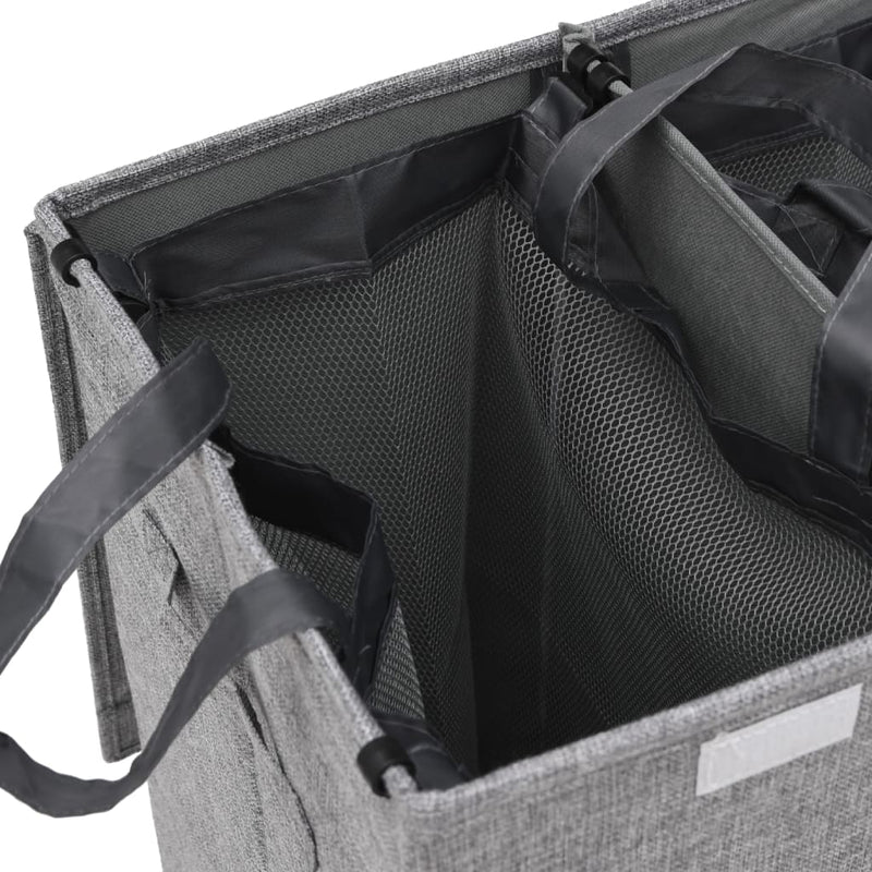 Foldable Laundry Hamper Grey 64.5x34.5x59 cm Faux Linen Fabric Payday Deals