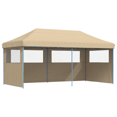 Foldable Party Tent Pop-Up with 3 Sidewalls Beige Payday Deals