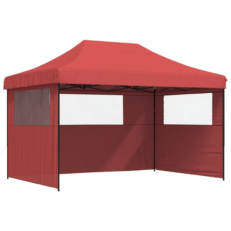 Foldable Party Tent Pop-Up with 3 Sidewalls Burgundy Payday Deals