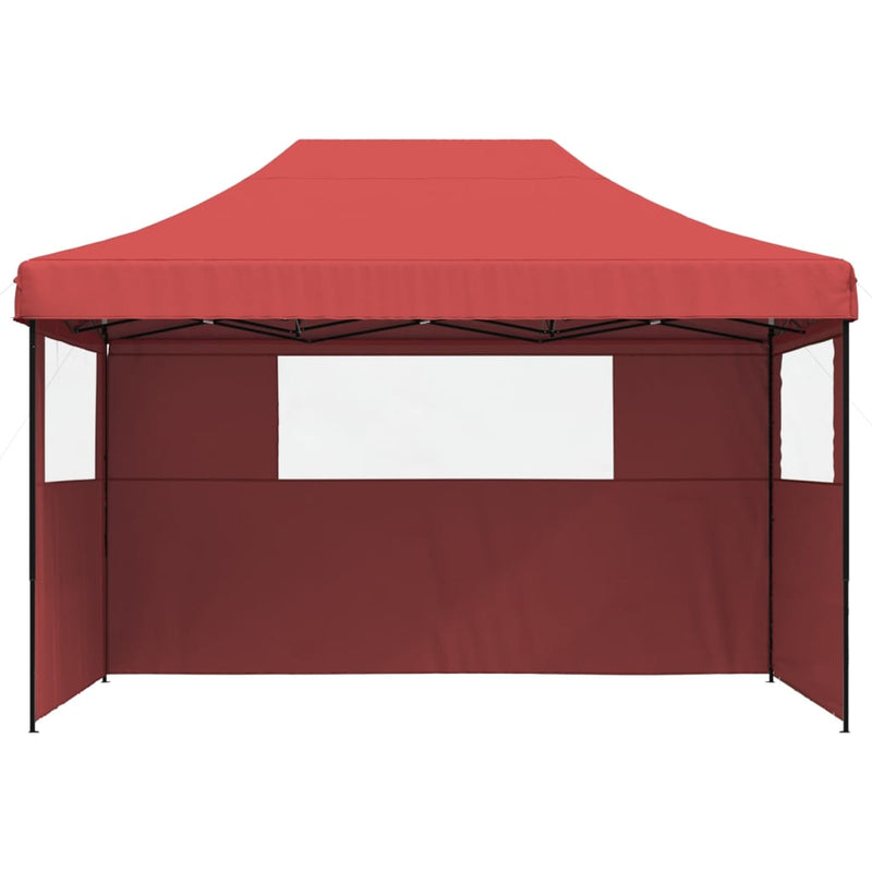 Foldable Party Tent Pop-Up with 3 Sidewalls Burgundy Payday Deals