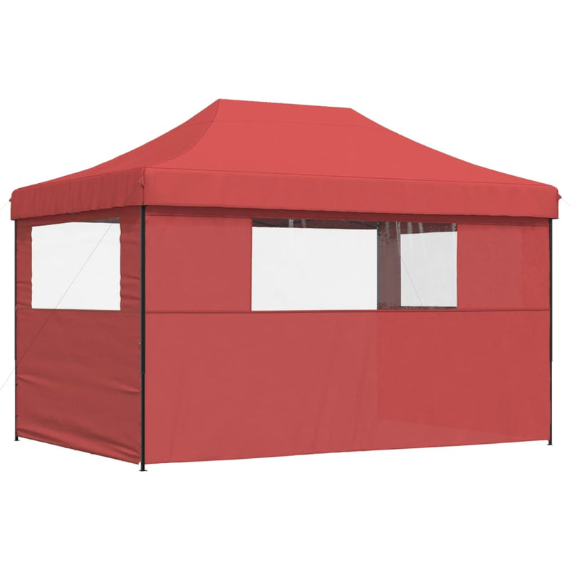 Foldable Party Tent Pop-Up with 3 Sidewalls Burgundy Payday Deals