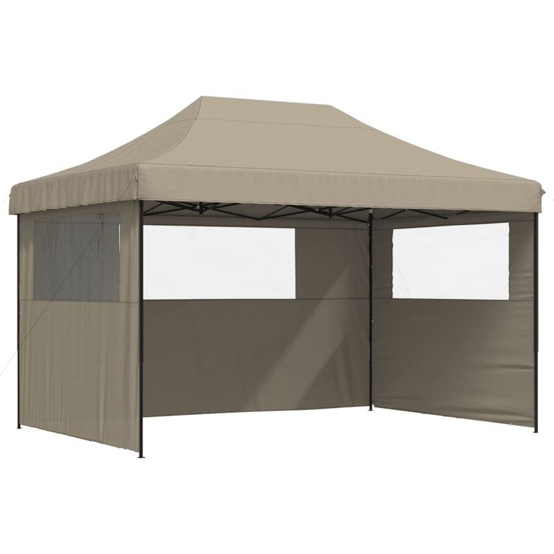 Foldable Party Tent Pop-Up with 3 Sidewalls Taupe Payday Deals