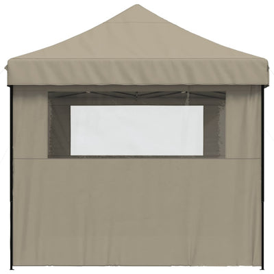 Foldable Party Tent Pop-Up with 3 Sidewalls Taupe Payday Deals