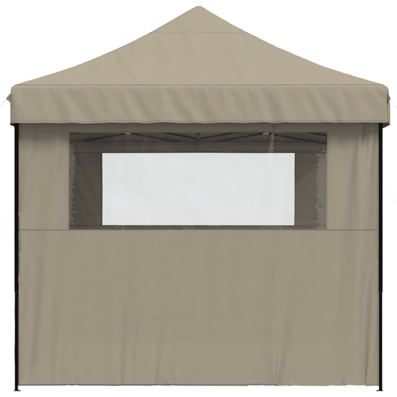 Foldable Party Tent Pop-Up with 3 Sidewalls Taupe Payday Deals