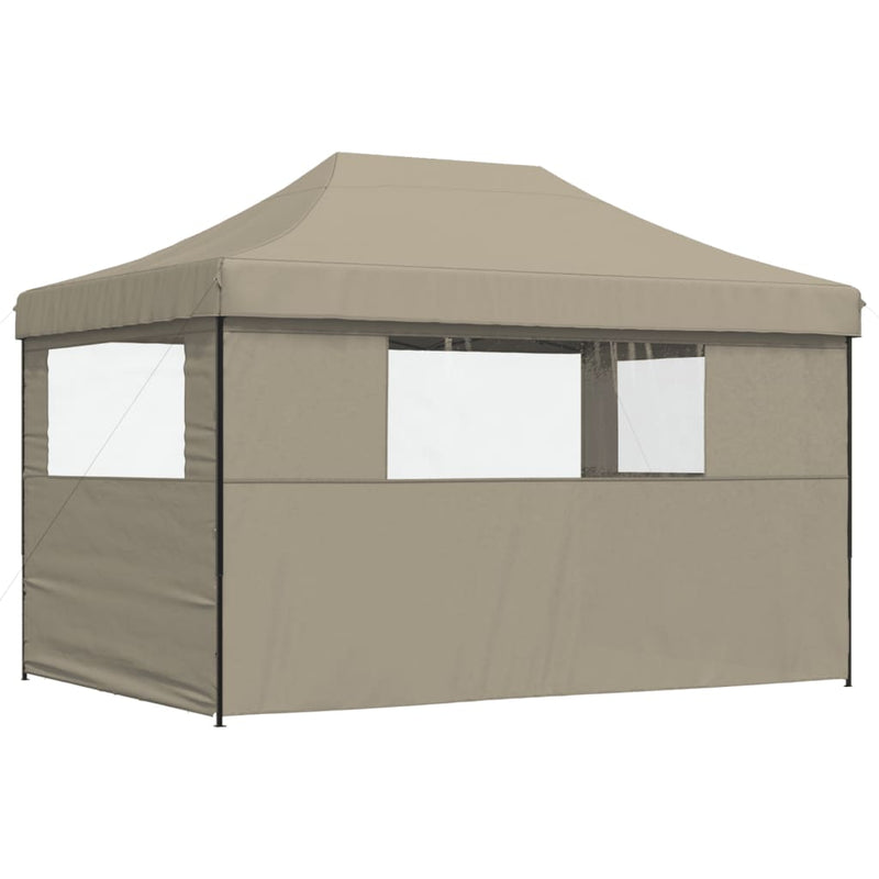 Foldable Party Tent Pop-Up with 3 Sidewalls Taupe Payday Deals