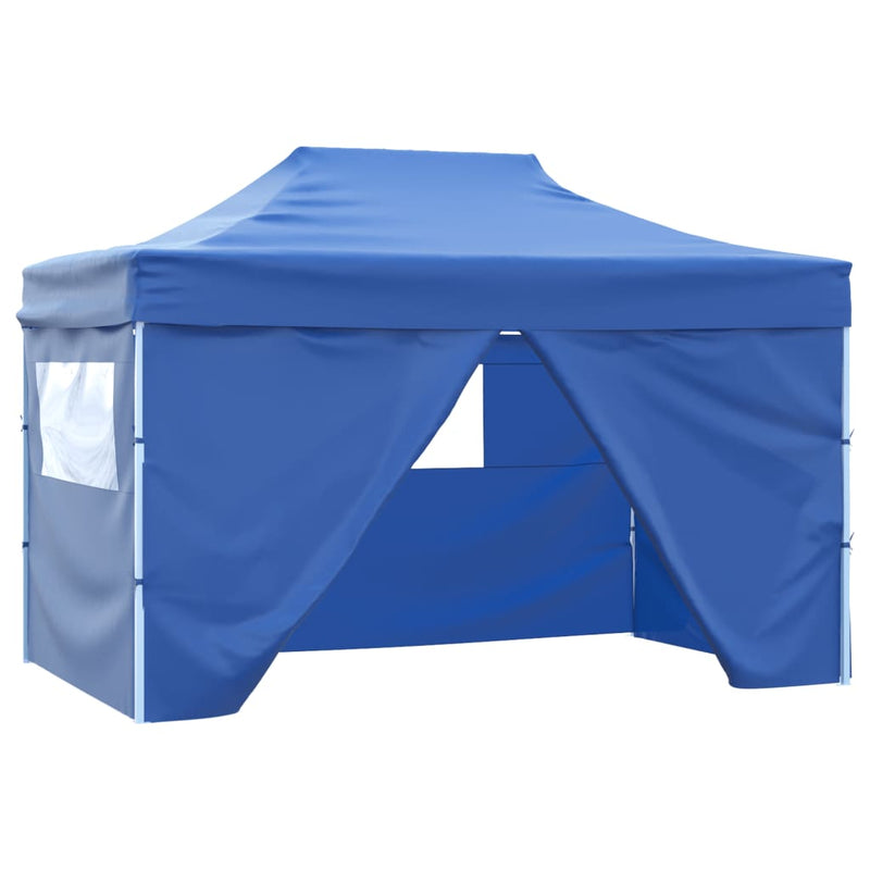 Foldable Tent Pop-Up with 4 Side Walls 3x4.5 m Blue Payday Deals