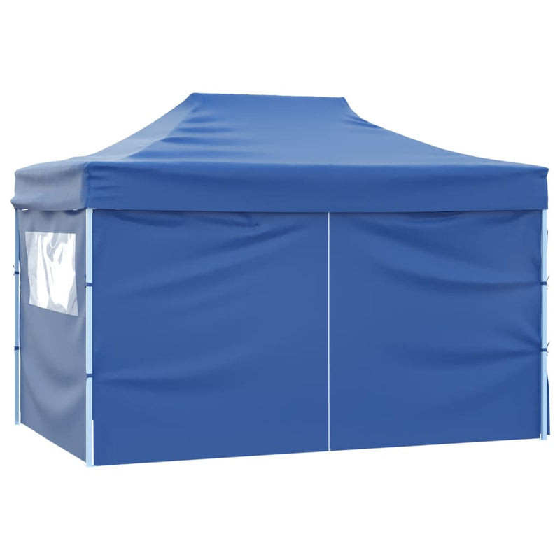 Foldable Tent Pop-Up with 4 Side Walls 3x4.5 m Blue Payday Deals