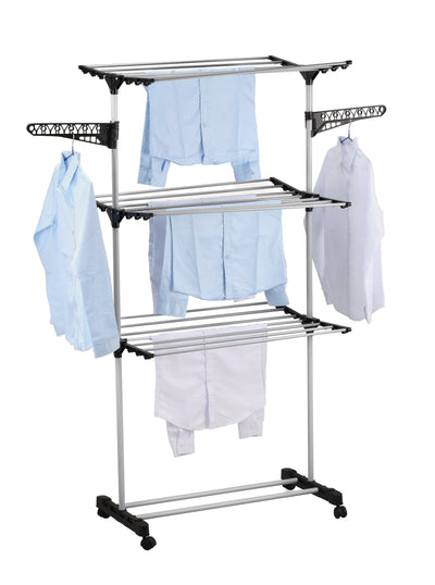 Folding 3 Tier Clothes Laundry Drying Rack with Stainless Steel Tubes for Indoor & Outdoor Home Payday Deals