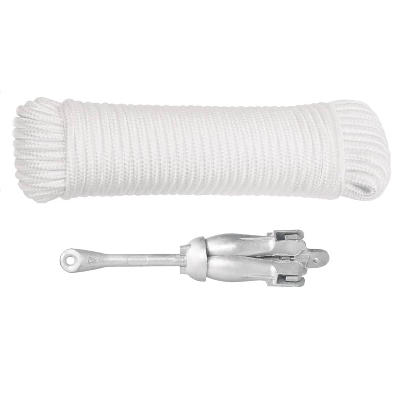 Folding Anchor with Rope Silver 1.5 kg Malleable Iron Payday Deals