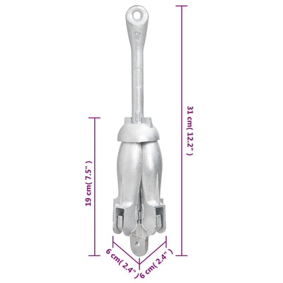 Folding Anchor with Rope Silver 1.5 kg Malleable Iron Payday Deals