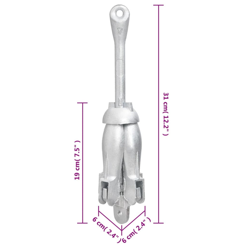 Folding Anchor with Rope Silver 1.5 kg Malleable Iron Payday Deals