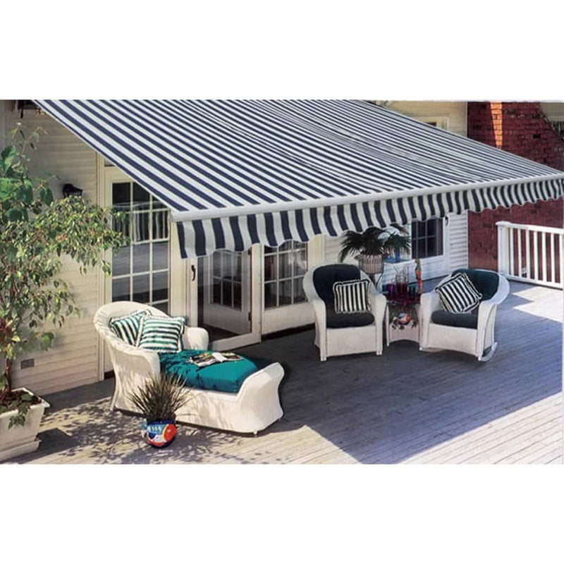 Folding Awning Manual Operated 300 cm Blue/White Payday Deals