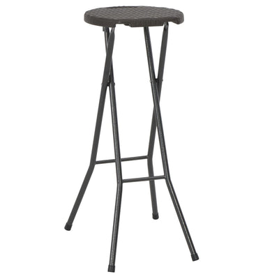 Folding Bar Stools 2 pcs HDPE and Steel Brown Rattan Look Payday Deals