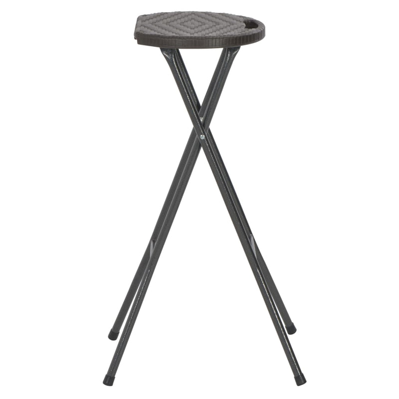 Folding Bar Stools 2 pcs HDPE and Steel Brown Rattan Look Payday Deals