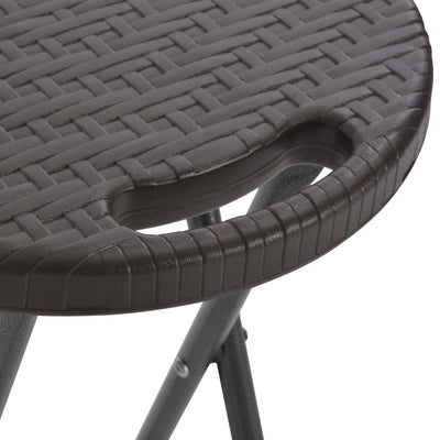 Folding Bar Stools 2 pcs HDPE and Steel Brown Rattan Look Payday Deals