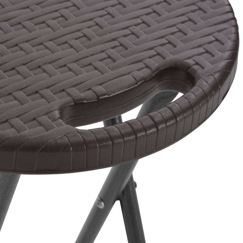 Folding Bar Stools 2 pcs HDPE and Steel Brown Rattan Look Payday Deals