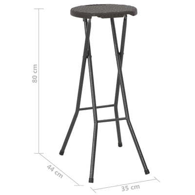 Folding Bar Stools 2 pcs HDPE and Steel Brown Rattan Look Payday Deals