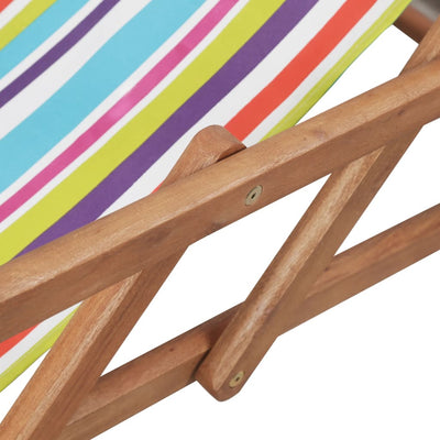 Folding Beach Chair Fabric and Wooden Frame Multicolour Payday Deals